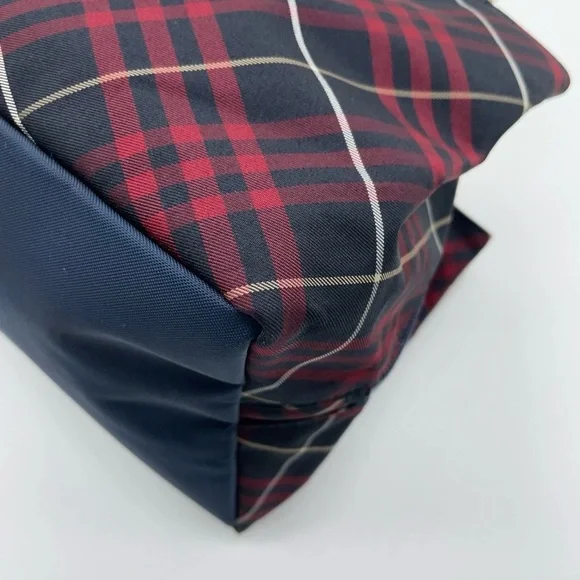 Auth Burberry Nova Check Blue Label Canvas Leather Black Red Handbag - Picture 11 of 16